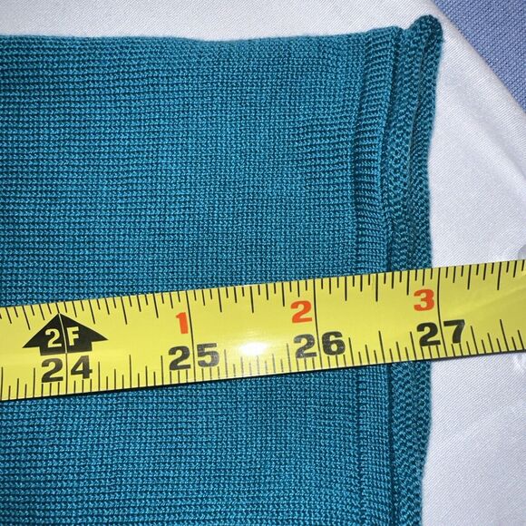 Christian Audigier Silk Blend Turquoise Sweater Gold Accent Sz Sm Rare Art Wow - Picture 13 of 15